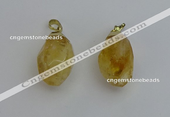 NGP6299 18*30mm - 22*35mm faceted nuggets citrine pendants