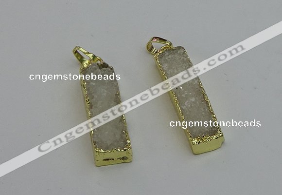 NGP6378 10*40mm - 11*42mm rectangle druzy agate pendants