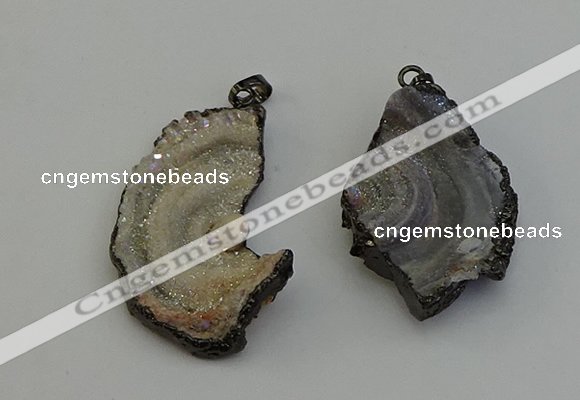 NGP6414 30*35mm - 35*40mm freeform plated druzy agate pendants