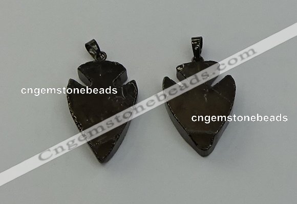 NGP6458 22*28mm - 25*35mm arrowhead smoky quartz pendants