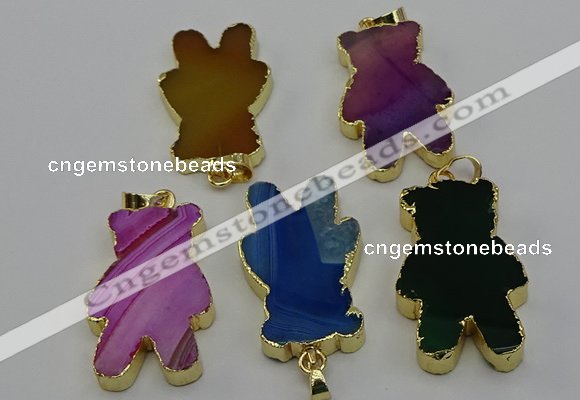NGP6666 22*38mm Animal or V-shaped agate gemstone pendants