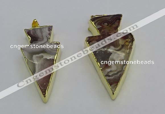 NGP6695 20*40mm - 25*45mm arrowhead agate gemstone pendants