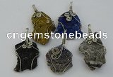 NGP6725 30*40mm - 40*55mm freeform plated druzy agate pendants