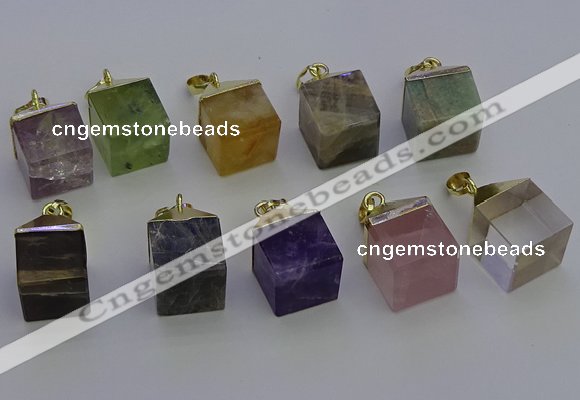 NGP6779 15*22mm cube mixed gemstone pendants wholesale