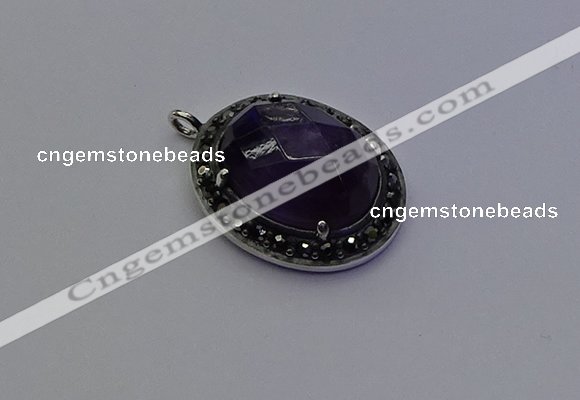 NGP6862 20*25mm oval amethyst gemstone pendants wholesle