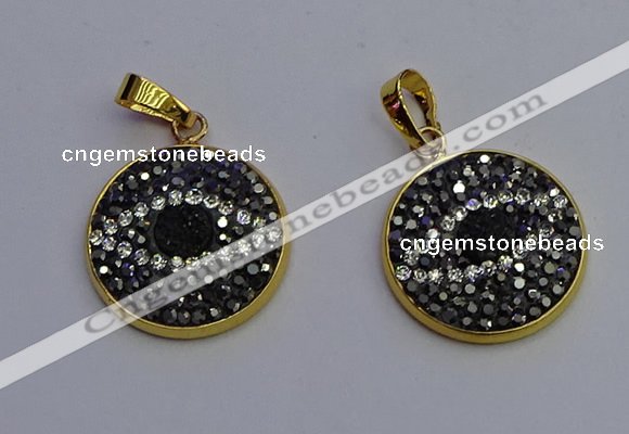 NGP6891 20mm - 22mm coin druzy agate pendants wholesale