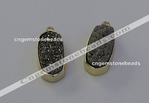 NGP6907 10*22mm - 12*25mm freeform plated druzy quartz pendants