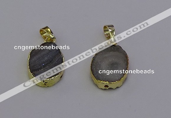 NGP6941 15*20mm oval druzy agate pendants wholesale