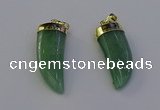 NGP6999 12*40mm - 15*45mm horn green aventurine pendants wholesale