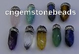 NGP7075 12*30mm - 15*35mm faceted bullet mixed gemstone pendants