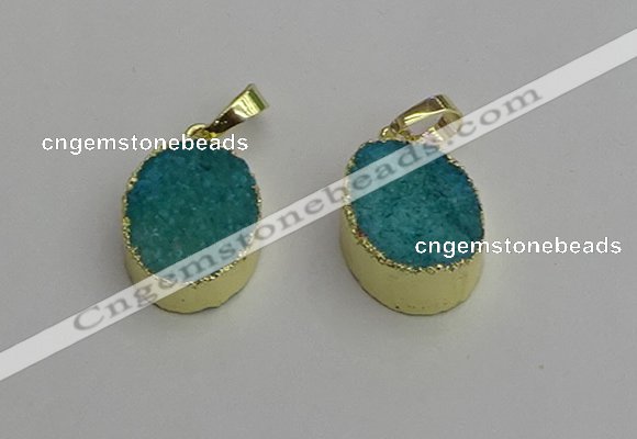 NGP7199 15*20mm oval druzy quartz pendants wholesale