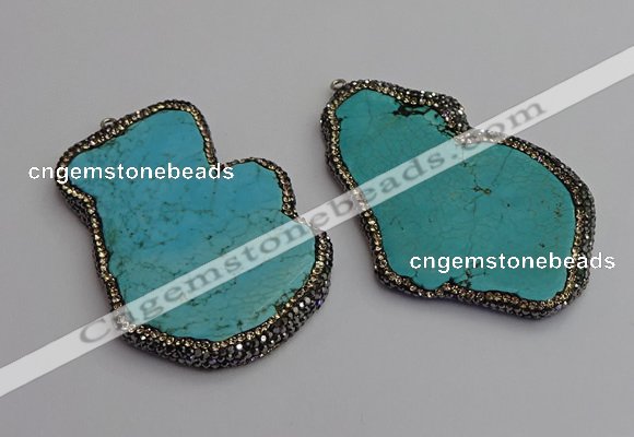 NGP7222 30*50mm - 40*60mm freeform turquoise gemstone pendants