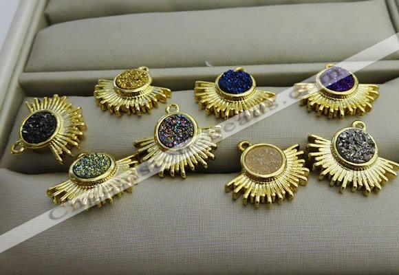 NGP7569 18*20mm plated druzy agate pendants wholesale