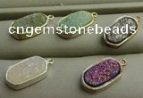 NGP7580 10*15mm oval plated druzy agate pendants wholesale