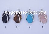 NGP760 5PCS 23*38mm oval gemstone pendants with brass setting