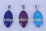 NGP848 5PCS 16*35mm marquise dyed malaysia jade pendants with brass setting