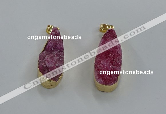 NGP8504 15*33mm - 17*40mm flat teardrop druzy agate pendants