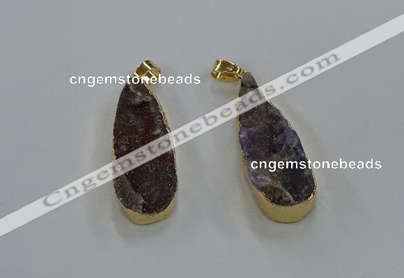 NGP8508 15*33mm - 17*40mm flat teardrop druzy agate pendants
