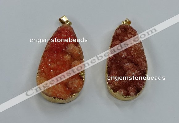 NGP8512 25*48mm - 27*52mm flat teardrop druzy agate pendants
