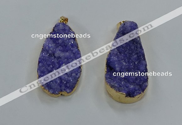 NGP8513 25*48mm - 27*52mm flat teardrop druzy agate pendants