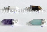 NGP9732 8*20mm sticks-shaped  mixed gemstone pendants wholesale