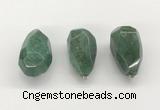 NGP9823 22*35mm - 25*40mm faceted nuggets green aventurine jade pendants