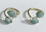 NGR1094 8*10mm faceted flat droplet amazonite rings wholesale