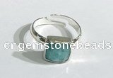 NGR1105 10mm faceted square  amazonite gemstone rings wholesale