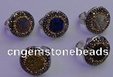 NGR2143 20mm - 22mm coin plated druzy agate gemstone rings