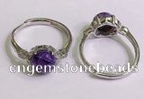 NGR3001 925 sterling silver with 8mm flat  round charoite rings