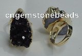 NGR82 20*25mm - 20*30mm freeform druzy amethyst gemstone rings