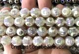 CAA6178 12mm faceted round AB-Color electroplated Tibetan Agate beads