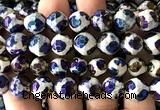 CAA6218 12mm faceted round AB-Color electroplated Tibetan Agate beads