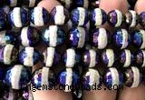 CAA6238 12mm faceted round AB-Color electroplated Tibetan Agate beads