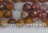 CAG9911 15.5 inches 6mm faceted round red moss agate beads