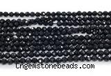 CON121 15.5 inches 3mm faceted round black onyx gemstone beads