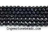 CON125 15.5 inches 8mm faceted round black onyx gemstone beads