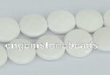 CAA01 15.5 inches 14mm faceted coin white agate gemstone beads