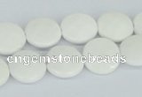 CAA01 15.5 inches 14mm faceted coin white agate gemstone beads