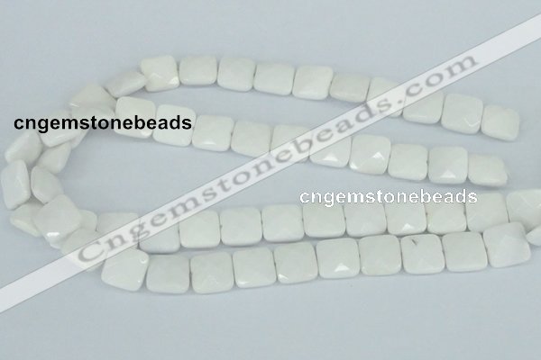 CAA04 15.5 inches 10*10mm faceted square white agate gemstone beads