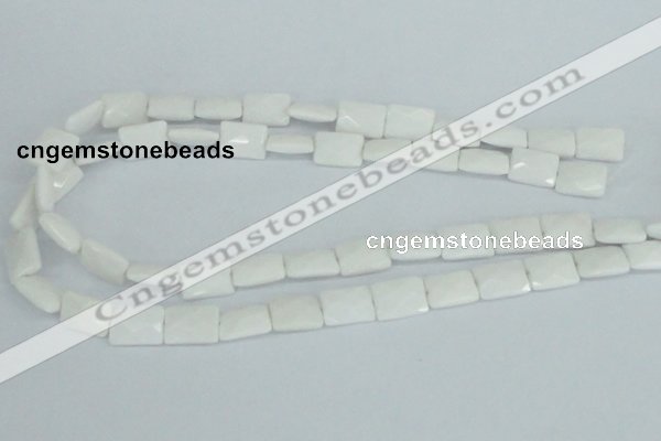 CAA07 15.5 inches 10*14mm faceted rectangle white agate gemstone beads