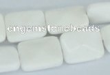 CAA08 15.5 inches 15*20mm faceted rectangle white agate gemstone beads