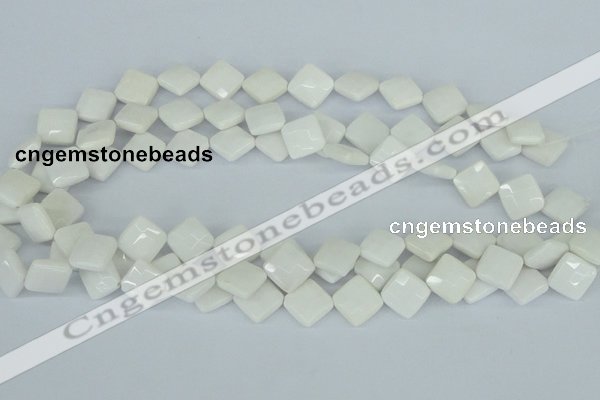 CAA09 15.5 inches 12*12mm faceted diamond white agate gemstone beads