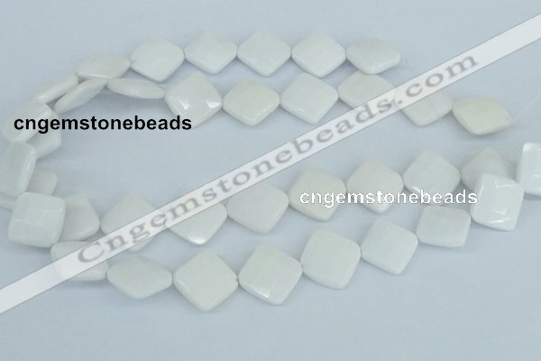 CAA10 15.5 inches 18*18mm faceted diamond white agate gemstone beads