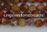 CAA1000 15.5 inches 6mm faceted nuggets red moss agate beads