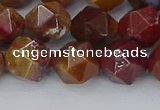 CAA1002 15.5 inches 10mm faceted nuggets red moss agate beads