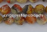 CAA1015 15.5 inches 8mm faceted nuggets red crazy lace agate beads