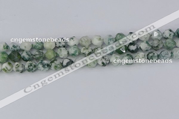 CAA1022 15.5 inches 10mm faceted nuggets tree agate beads