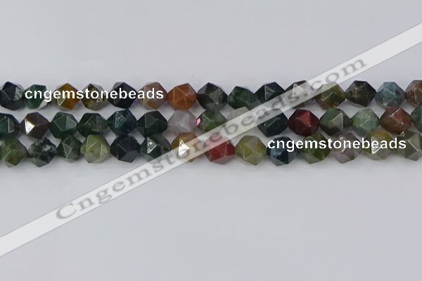 CAA1028 15.5 inches 10mm faceted nuggets Indian agate beads