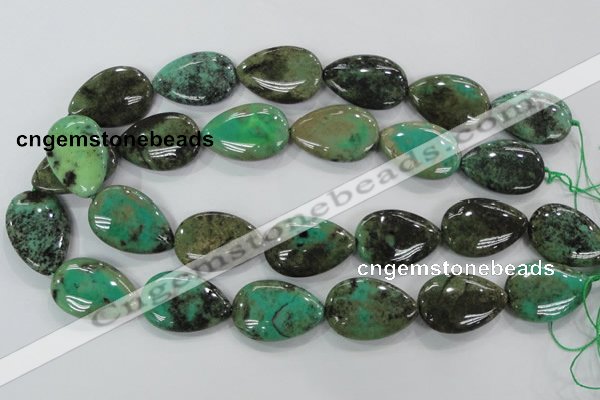 CAA104 15.5 inches 20*30mm flat teardrop grass agate gemstone beads